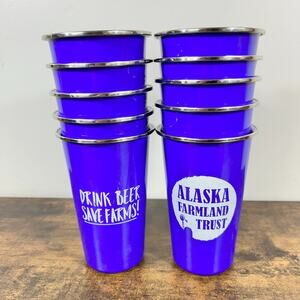 Stainless Steel 16 Oz Cups Pints Alaska Farmland Trust Set Of 10